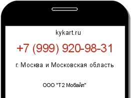 Информация о номере телефона +7 (999) 920-98-31: регион, оператор