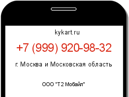 Информация о номере телефона +7 (999) 920-98-32: регион, оператор