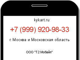Информация о номере телефона +7 (999) 920-98-33: регион, оператор