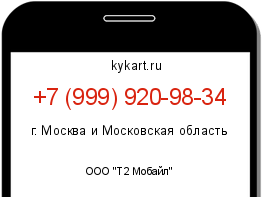 Информация о номере телефона +7 (999) 920-98-34: регион, оператор