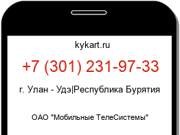 Информация о номере телефона +7 (301) 231-97-33: регион, оператор