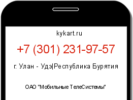 Информация о номере телефона +7 (301) 231-97-57: регион, оператор