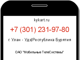 Информация о номере телефона +7 (301) 231-97-80: регион, оператор