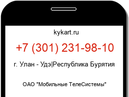 Информация о номере телефона +7 (301) 231-98-10: регион, оператор