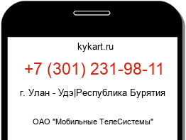 Информация о номере телефона +7 (301) 231-98-11: регион, оператор