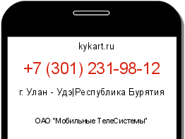 Информация о номере телефона +7 (301) 231-98-12: регион, оператор