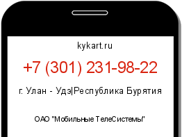 Информация о номере телефона +7 (301) 231-98-22: регион, оператор
