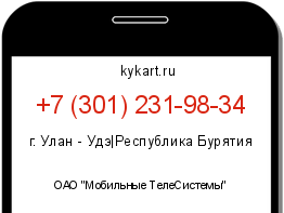 Информация о номере телефона +7 (301) 231-98-34: регион, оператор