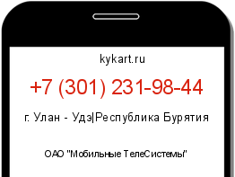 Информация о номере телефона +7 (301) 231-98-44: регион, оператор