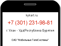 Информация о номере телефона +7 (301) 231-98-81: регион, оператор