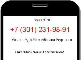 Информация о номере телефона +7 (301) 231-98-91: регион, оператор
