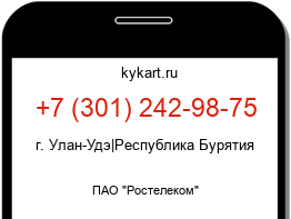 Информация о номере телефона +7 (301) 242-98-75: регион, оператор
