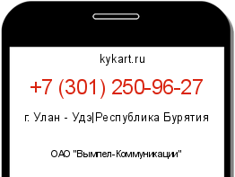 Информация о номере телефона +7 (301) 250-96-27: регион, оператор