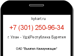 Информация о номере телефона +7 (301) 250-96-34: регион, оператор