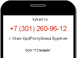 Информация о номере телефона +7 (301) 260-96-12: регион, оператор