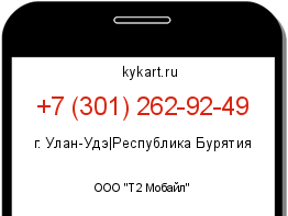 Информация о номере телефона +7 (301) 262-92-49: регион, оператор