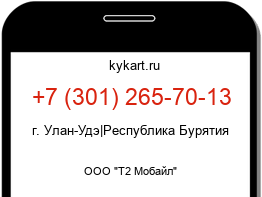 Информация о номере телефона +7 (301) 265-70-13: регион, оператор