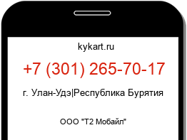 Информация о номере телефона +7 (301) 265-70-17: регион, оператор