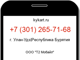 Информация о номере телефона +7 (301) 265-71-68: регион, оператор
