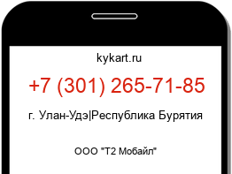 Информация о номере телефона +7 (301) 265-71-85: регион, оператор