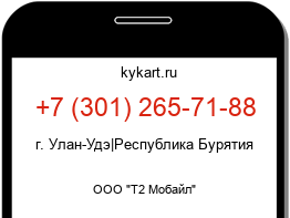 Информация о номере телефона +7 (301) 265-71-88: регион, оператор