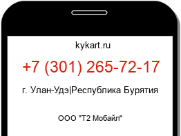 Информация о номере телефона +7 (301) 265-72-17: регион, оператор