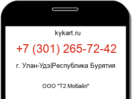 Информация о номере телефона +7 (301) 265-72-42: регион, оператор