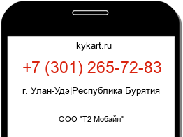 Информация о номере телефона +7 (301) 265-72-83: регион, оператор