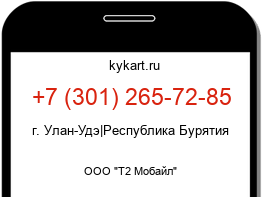 Информация о номере телефона +7 (301) 265-72-85: регион, оператор