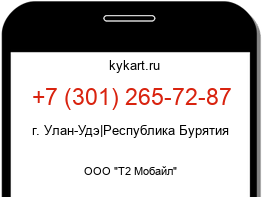 Информация о номере телефона +7 (301) 265-72-87: регион, оператор