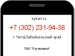 Информация о номере телефона +7 (302) 231-94-38: регион, оператор