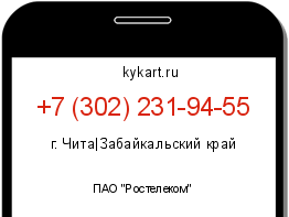 Информация о номере телефона +7 (302) 231-94-55: регион, оператор