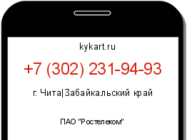 Информация о номере телефона +7 (302) 231-94-93: регион, оператор