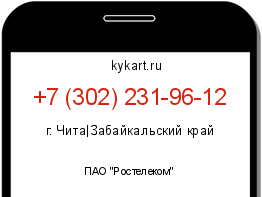 Информация о номере телефона +7 (302) 231-96-12: регион, оператор