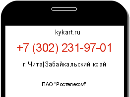 Информация о номере телефона +7 (302) 231-97-01: регион, оператор