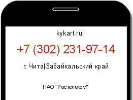 Информация о номере телефона +7 (302) 231-97-14: регион, оператор