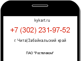Информация о номере телефона +7 (302) 231-97-52: регион, оператор