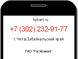 Информация о номере телефона +7 (302) 232-91-77: регион, оператор
