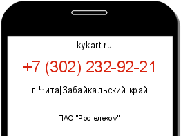Информация о номере телефона +7 (302) 232-92-21: регион, оператор