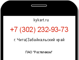 Информация о номере телефона +7 (302) 232-93-73: регион, оператор