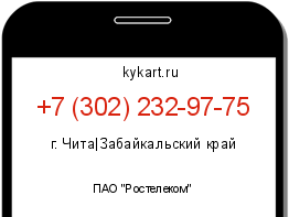 Информация о номере телефона +7 (302) 232-97-75: регион, оператор