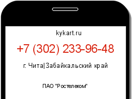 Информация о номере телефона +7 (302) 233-96-48: регион, оператор