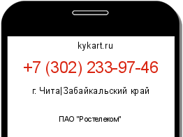 Информация о номере телефона +7 (302) 233-97-46: регион, оператор