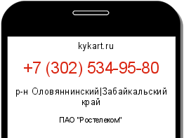 Информация о номере телефона +7 (302) 534-95-80: регион, оператор