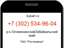 Информация о номере телефона +7 (302) 534-96-04: регион, оператор