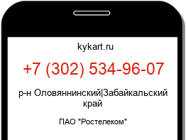 Информация о номере телефона +7 (302) 534-96-07: регион, оператор