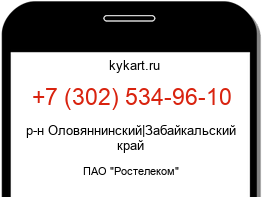Информация о номере телефона +7 (302) 534-96-10: регион, оператор