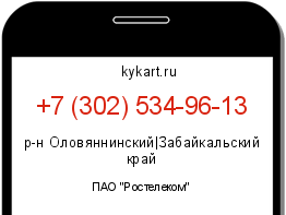 Информация о номере телефона +7 (302) 534-96-13: регион, оператор