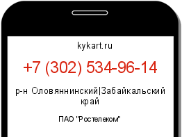 Информация о номере телефона +7 (302) 534-96-14: регион, оператор