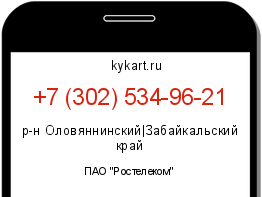 Информация о номере телефона +7 (302) 534-96-21: регион, оператор